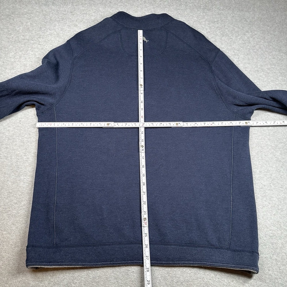 Tommy Bahama Gray Navy 1/4 Zip Pullover Reversible Sweater Men XL‎ Knit NOTE - Picture 6 of 7